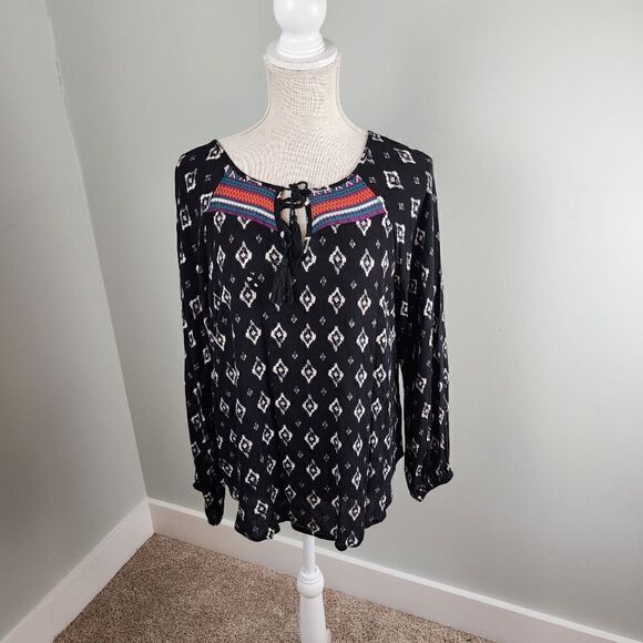 Paper Moon Women's Round Neck With Tie Elastic Sleeve Top Size Small - Picture 1 of 8